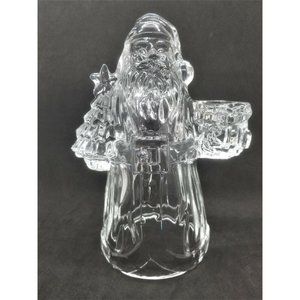 Imperial 24% Fine Lead Crystal Christmas Santa Candle Holder 7.5" Tall Made USA